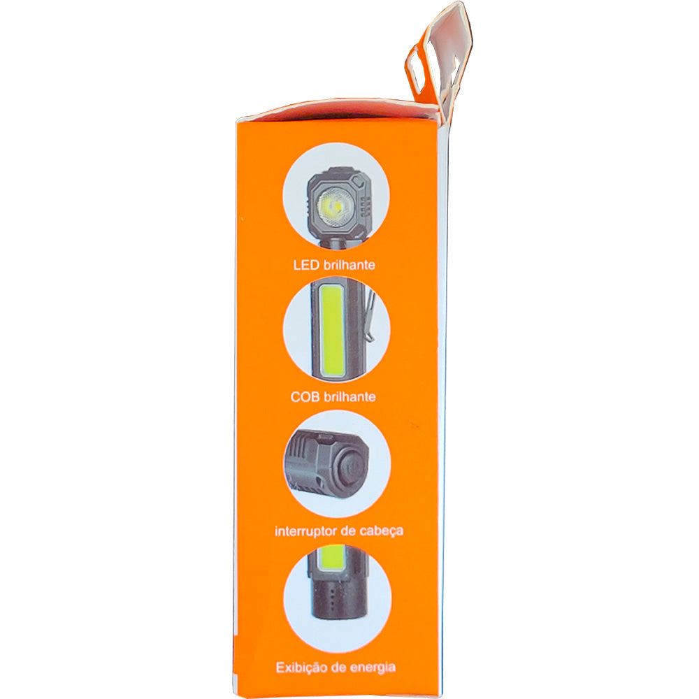 Mini Lanterna Led + Elástico Para Testa Bommax Preta - BM-A093